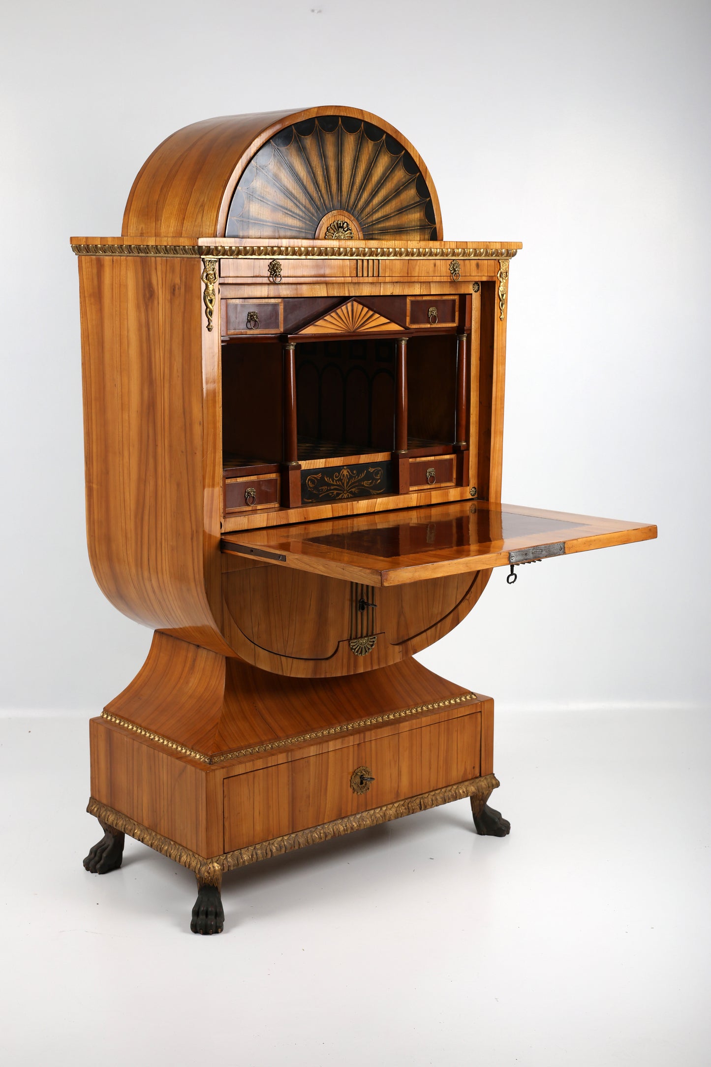 Biedermeier Lyrasekretär in Kirschbaum Wien um 1815