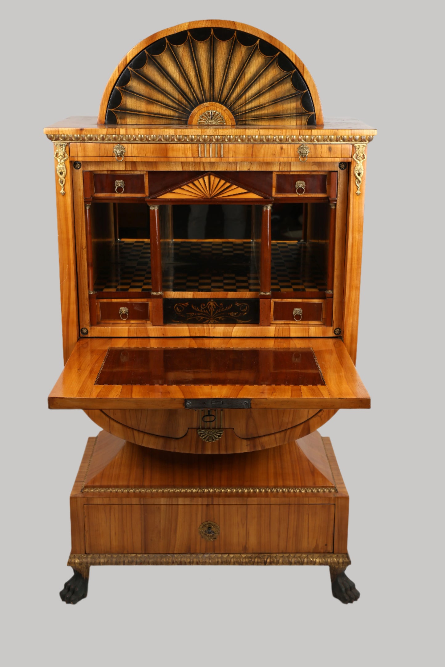 Biedermeier Lyrasekretär in Kirschbaum Wien um 1815