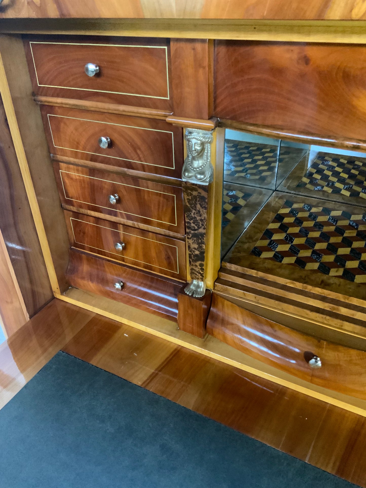Biedermeier Sekretär Obstholz 1828