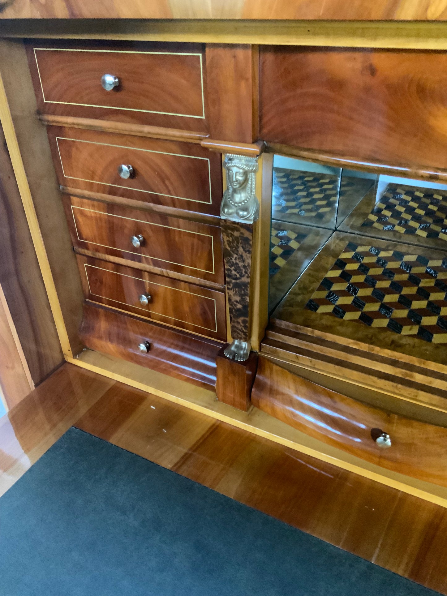 Biedermeier Sekretär Obstholz 1828