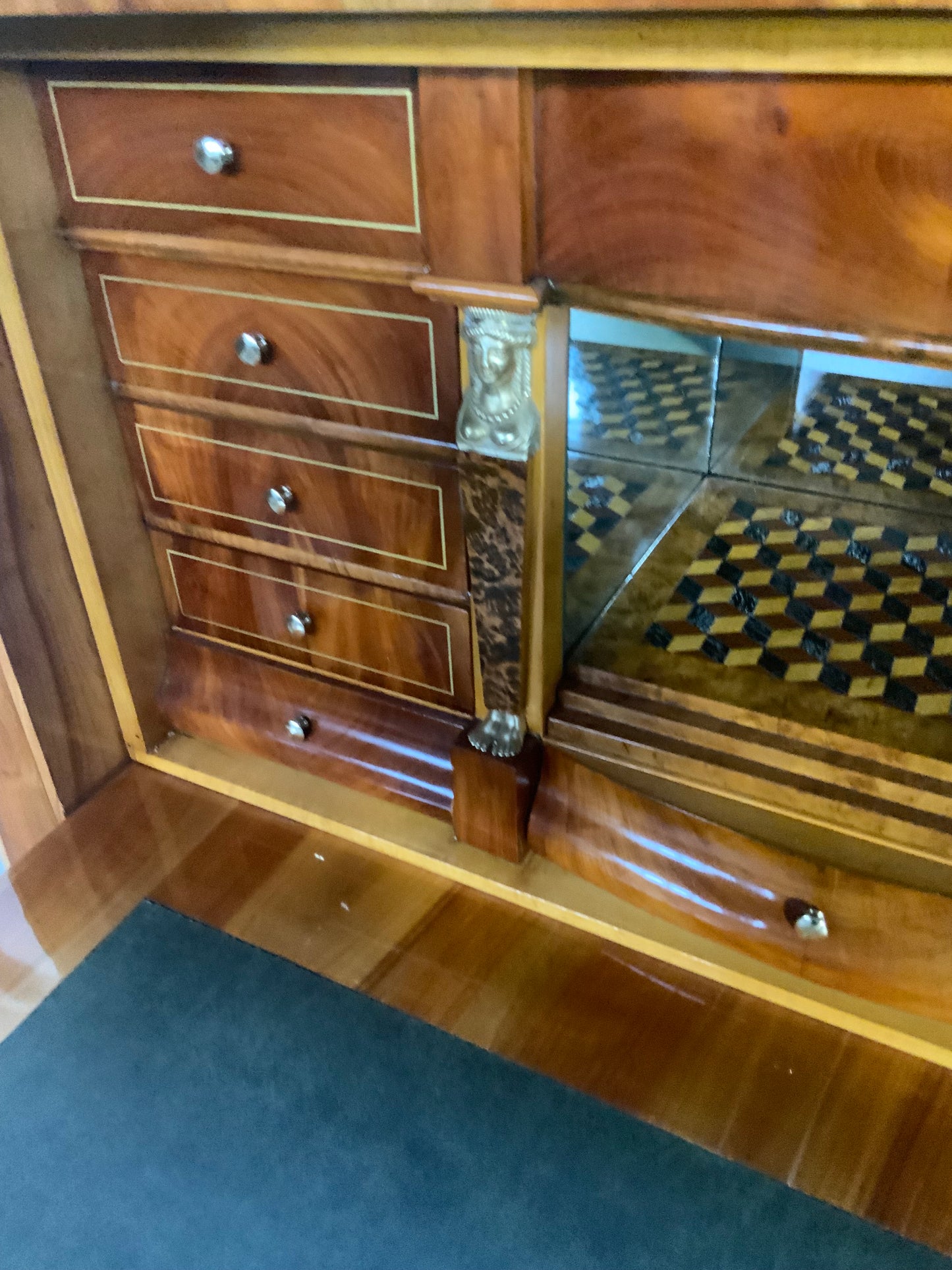 Biedermeier Sekretär Obstholz 1828