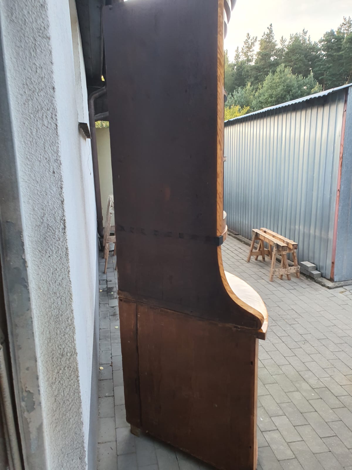 Biedermeier Eckvitrine in Birke um 1830