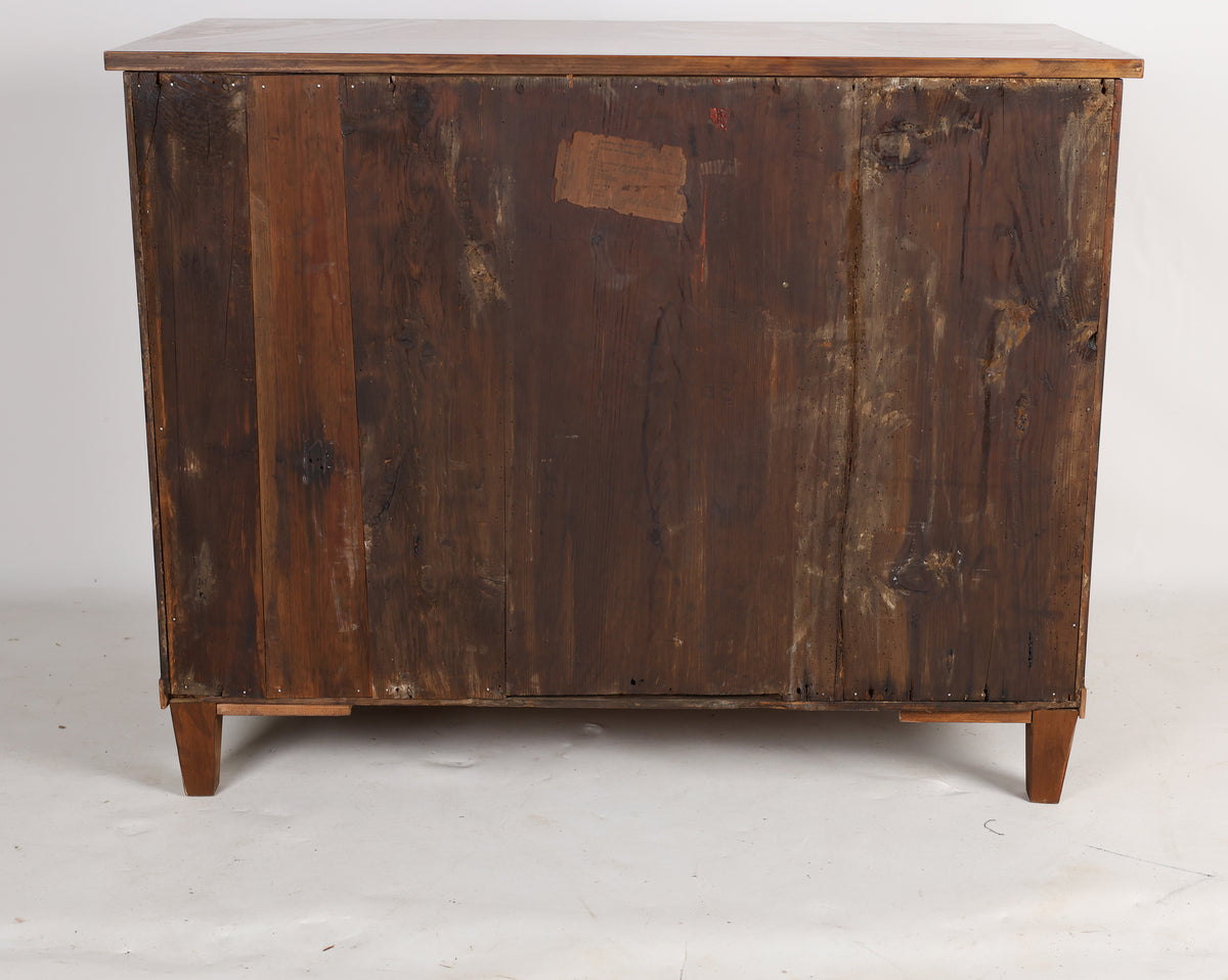 Seltene Biedermeierkommode in Apfel furniert mit Halbsäulen um 1820