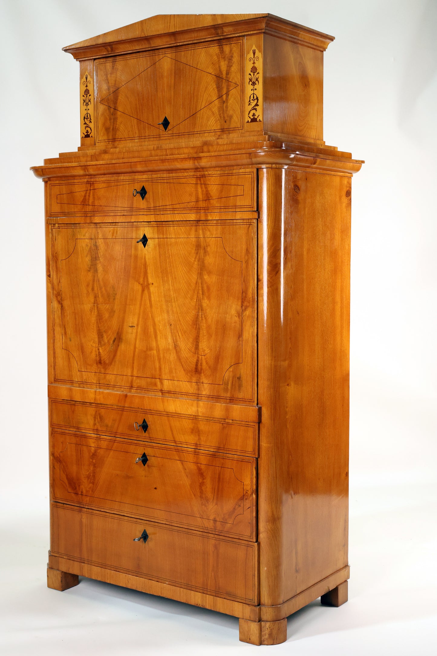 Biedermeier Aekretär mit Aufsatz in Esche