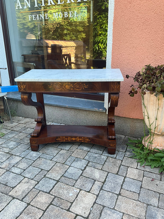 Biedermeier Konsole intarsiert in Mahagoni um 1830