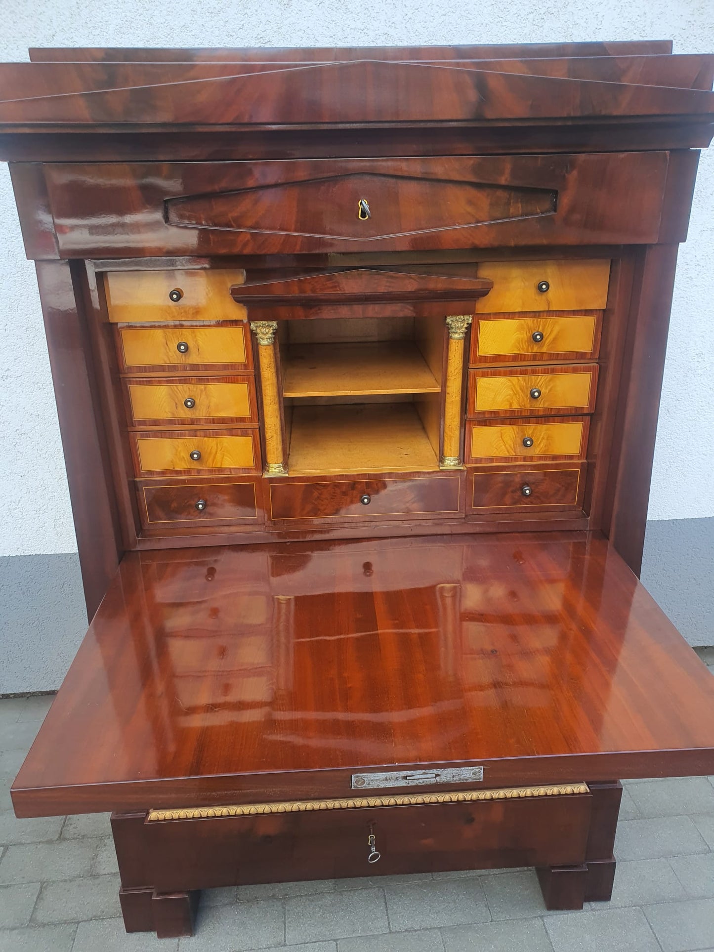 Konischer Biedermeier Damensekretär Mahagoni um 1820