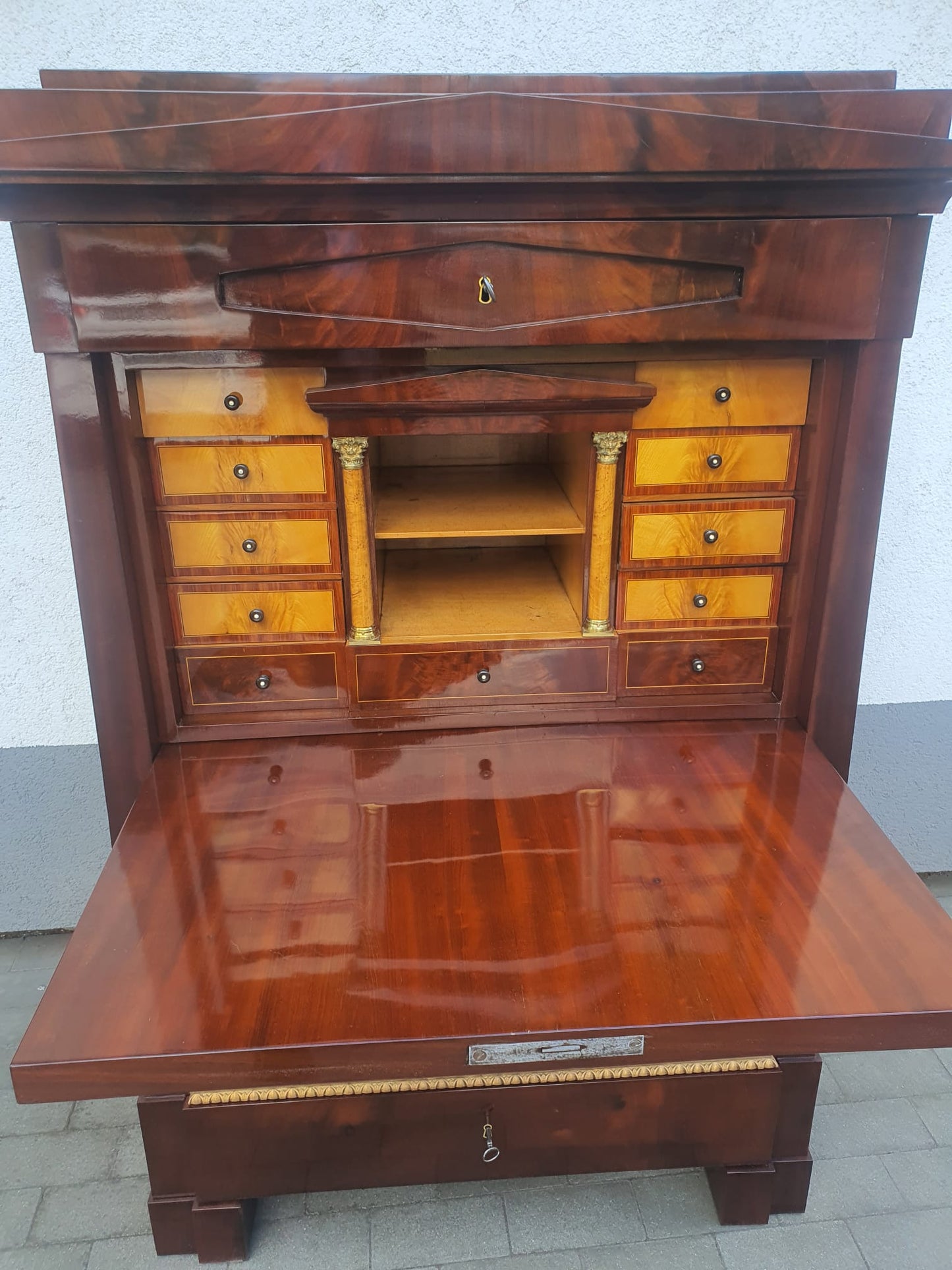 Konischer Biedermeier Damensekretär Mahagoni um 1820