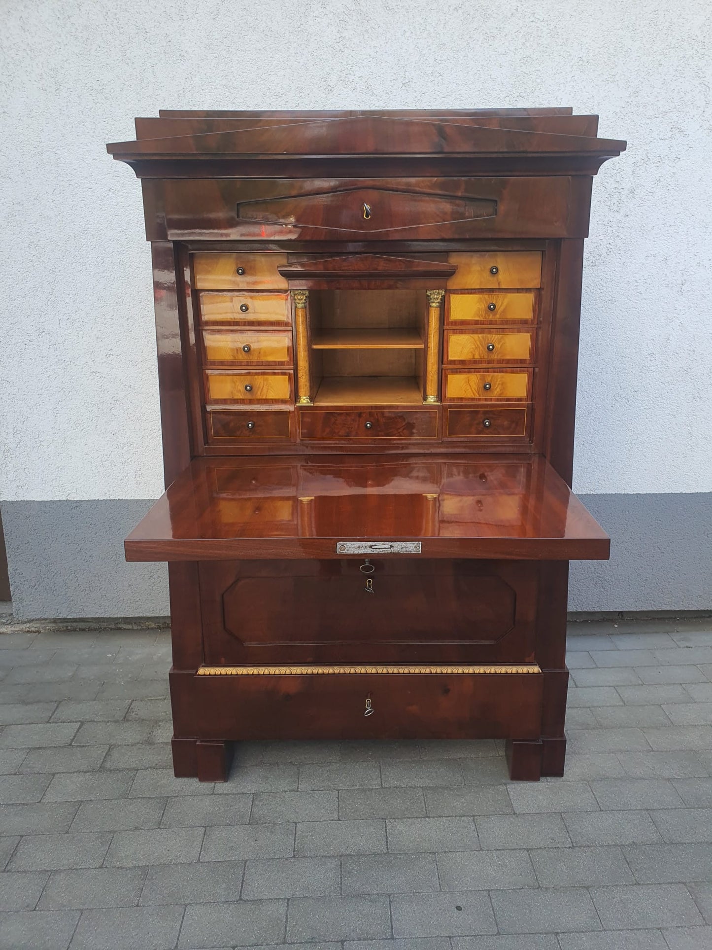 Konischer Biedermeier Damensekretär Mahagoni um 1820