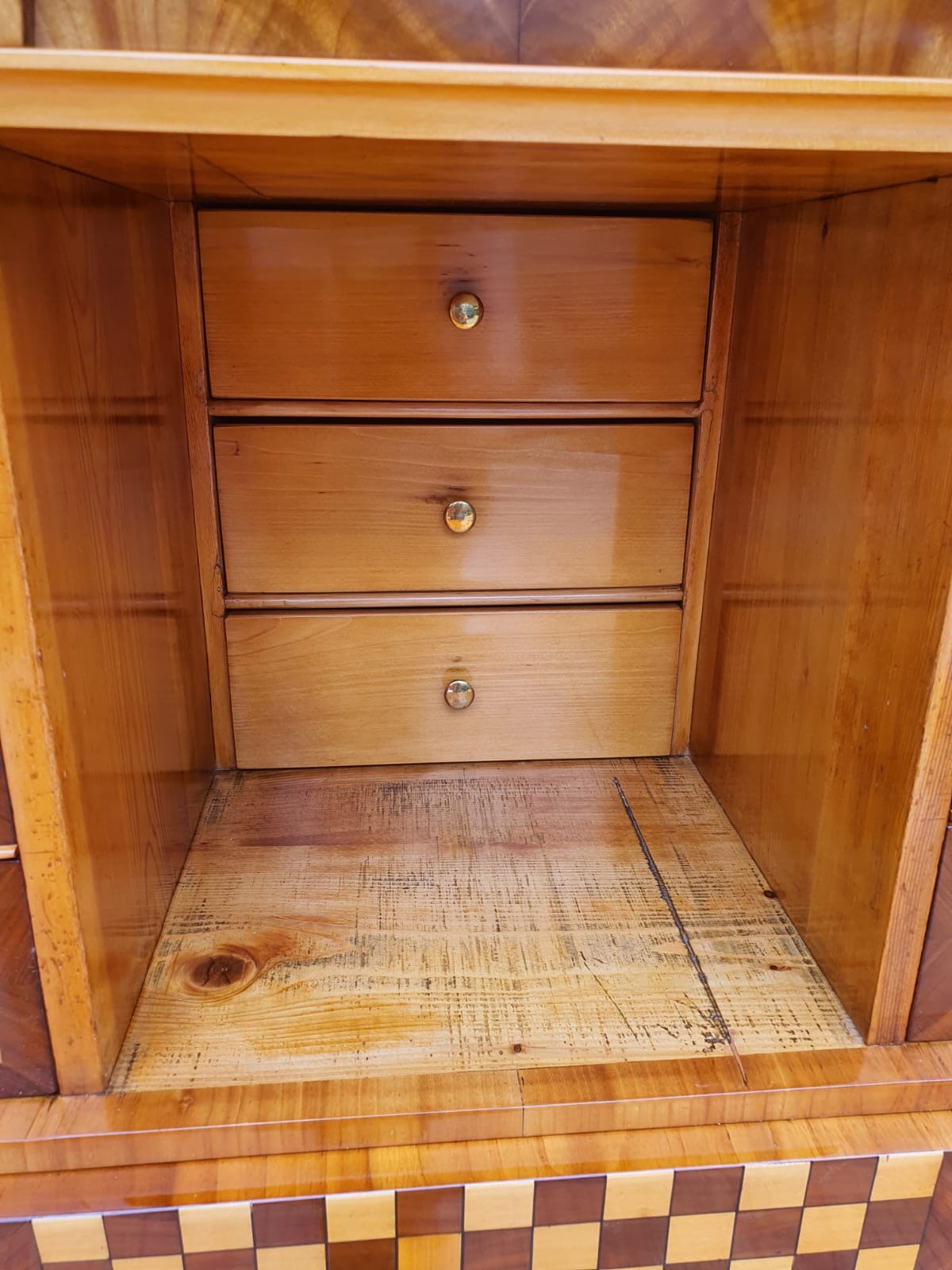 Biedermeier Sekretär  mit Säulen in Kirschbaum