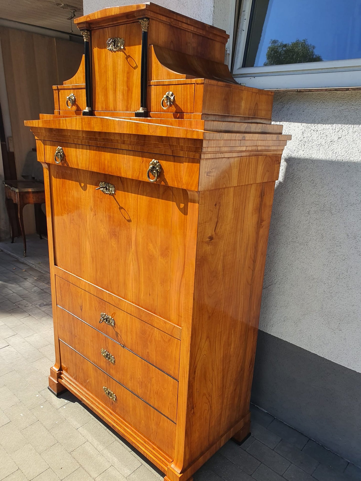 Originaler Biedermeier Sekretär in Kirschbaum Dresden um 1820